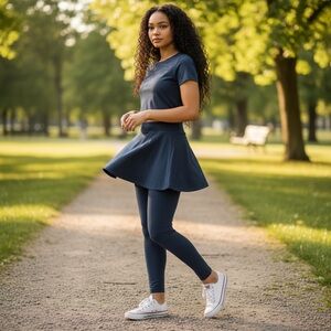 NWT Anvivo Navy Skirted Leggings | Athleisure Skort Style | Size M